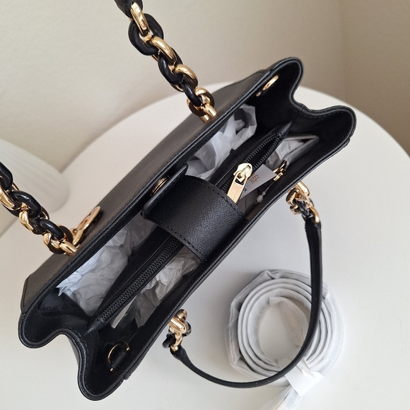 NWT Michael Kors Sofia Medium Satchel Leather Crossbody Bag Tote  In Black$348 - Picture 7 of 9